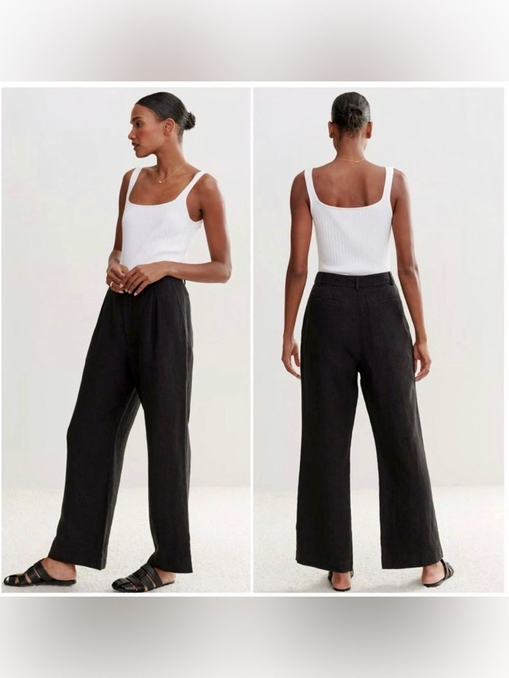 NEW JENNI KAYNE 100% Linen Kyle Trouser wide leg office coastal quiet luxury